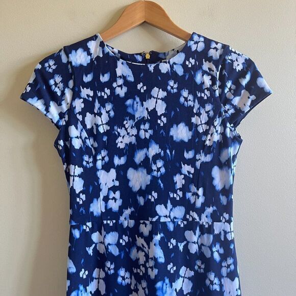 NEW Michael Michael Kors Ikat Poppy Flounce Navy Dress Short Sleeve Womens Sz S - Picture 5 of 10